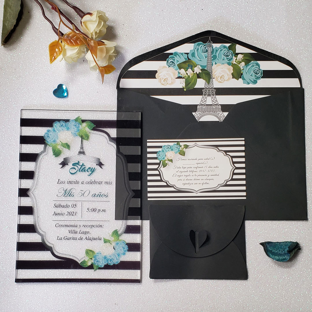 Invitación de Bodas Acrilic Colors 14A