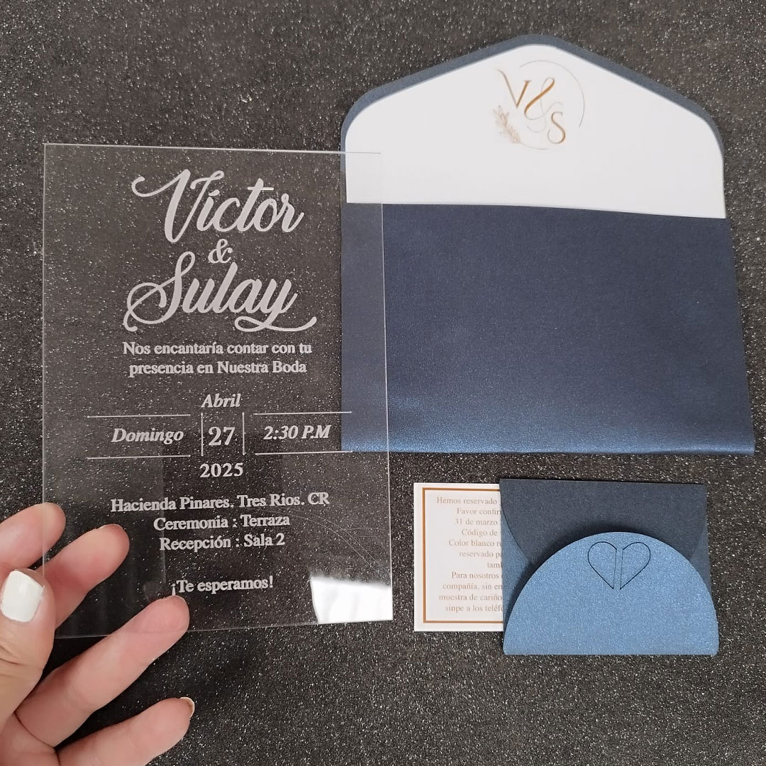 Invitación Bodas Acrílica Láser 01 A