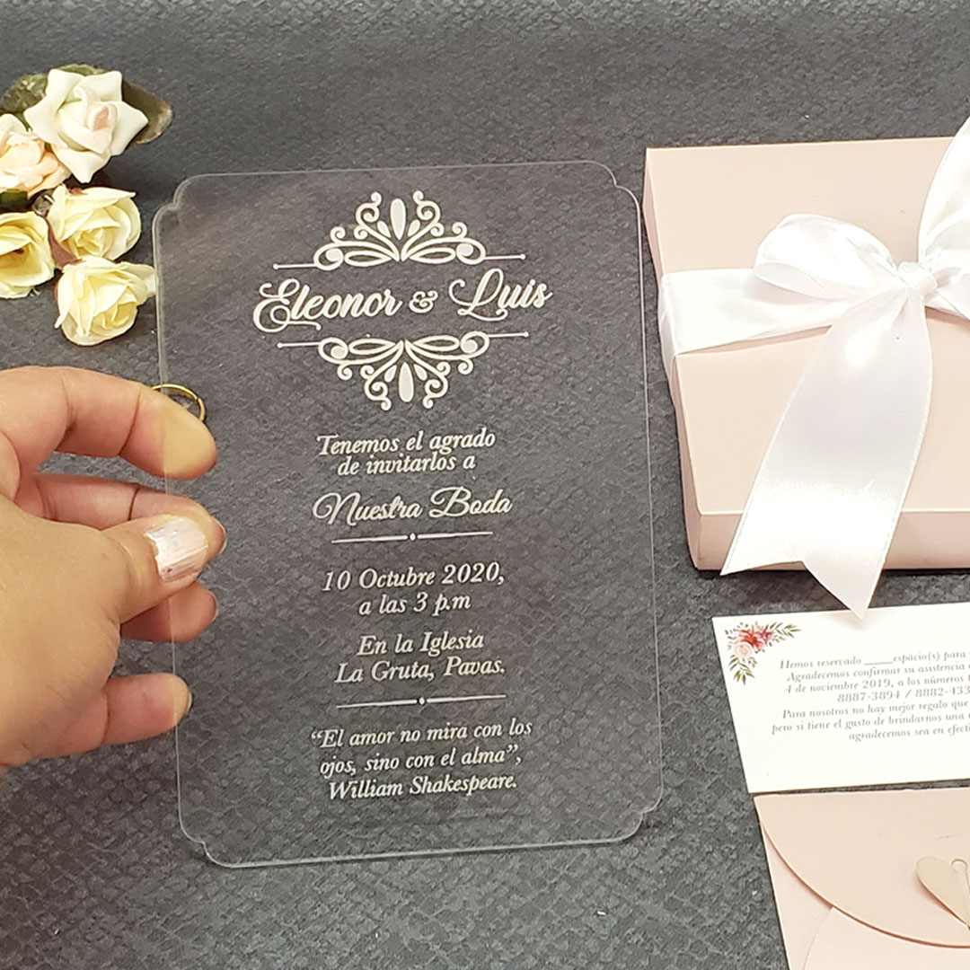 Invitación Bodas Acrílica Láser 26 C